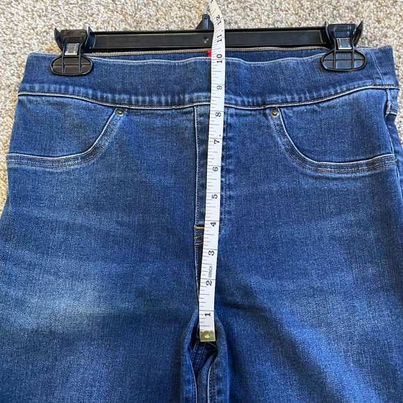 SPANX Distressed Ankle Skinny Jeans in Medium Wash - Picture 4 of 10